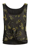 16arlington Gilda Twisted Gold-print Top In Multi