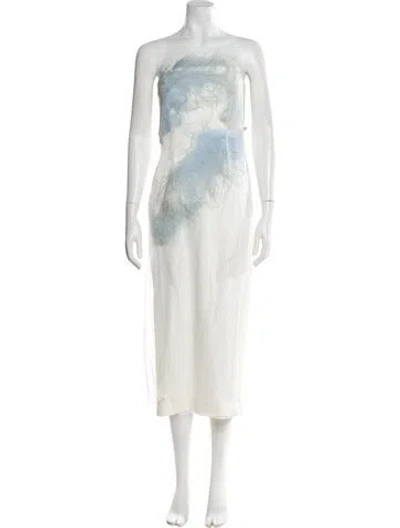Pre-owned 16arlington Graphic Print Midi Length Dress In White