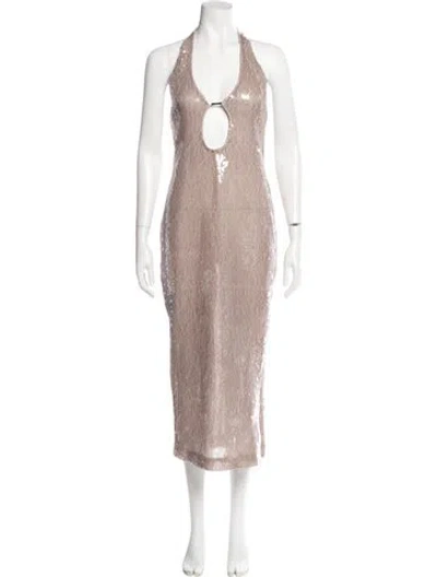 Pre-owned 16arlington Halterneck Long Dress W/ Tags In Neutral
