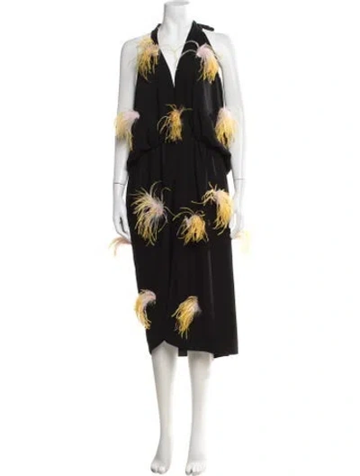 Pre-owned 16arlington Halterneck Midi Length Dress In Black