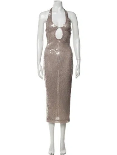 Pre-owned 16arlington Halterneck Midi Length Dress W/ Tags In Neutrals