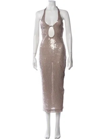 Pre-owned 16arlington Halterneck Midi Length Dress W/ Tags In Neutrals