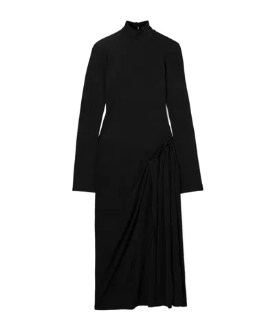 16arlington Vento Pleated Draped Jersey Midi Dress In Black