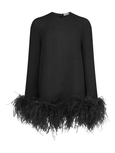 16arlington Hodi Feather-trim Mini Dress In Black
