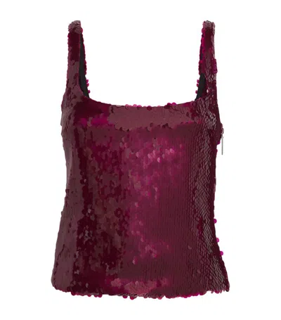 16arlington Hornet Sequined Tank Top In Burgundy