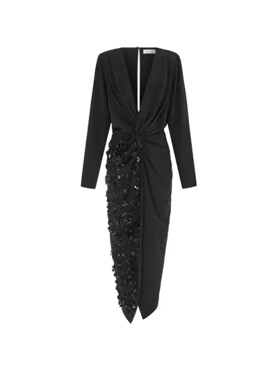 16arlington Idina Embroidered Midi Dress In Black