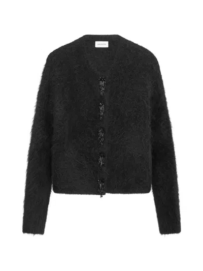 16arlington Idro Bead-embellished Alpaca-knit Cardigan In Black