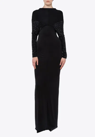 16arlington Impala Embellished Jersey Long Dress In Black