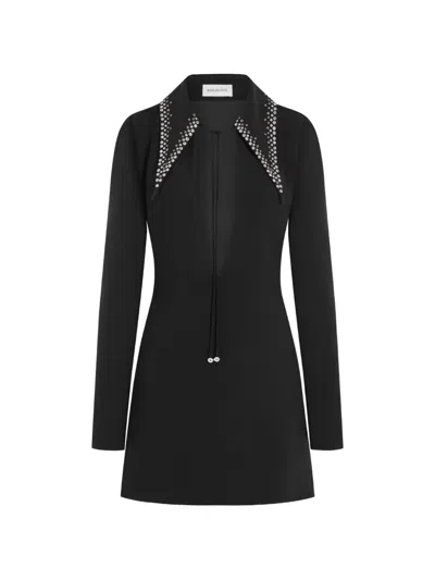 16arlington Imre Embellished Collared Mini Dress In Black