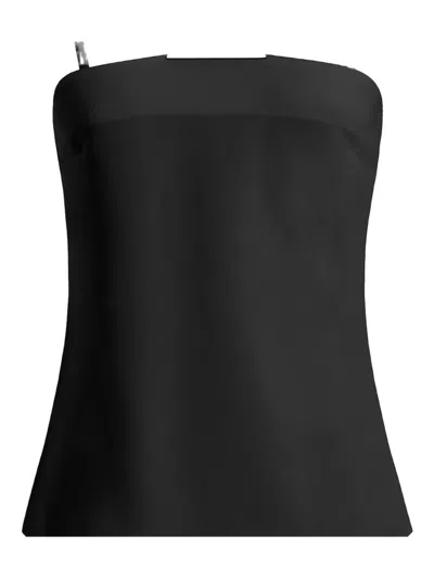 16arlington Triangle-detail Leather Top In Black