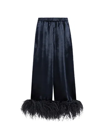 16arlington Joelle Feather-trim Trousers In Blue