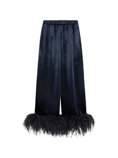 16arlington Joelle Feather-trim Trousers In Blue