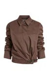 16arlington Jolie Ruched Cotton-sateen Jacket In Brown