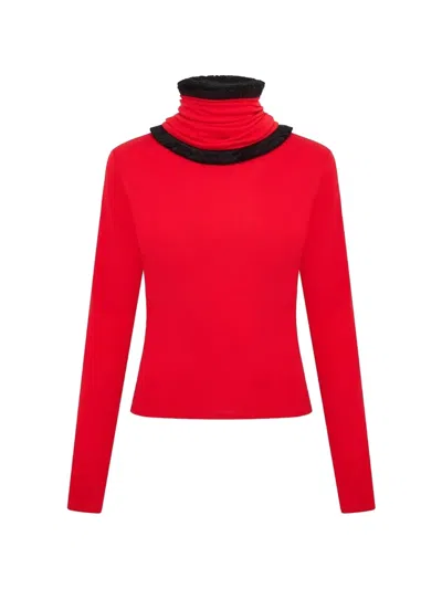 16arlington Jori Fringe-trimmed Top In Red