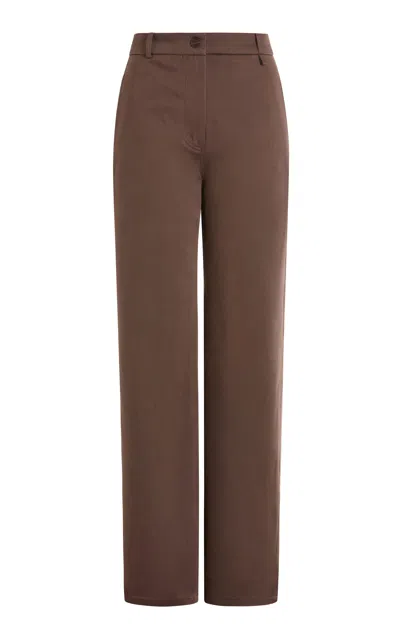 16arlington Junia Mid-rise Cotton-sateen Pants In Brown