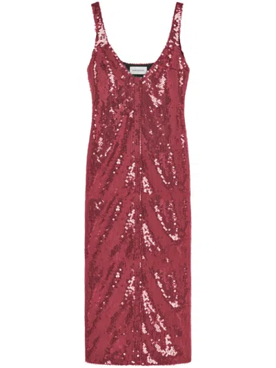 16arlington Kal Sequinned Midi Dress In Red
