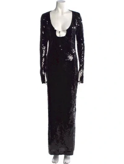 Pre-owned 16arlington Lace Pattern Long Dress In Black