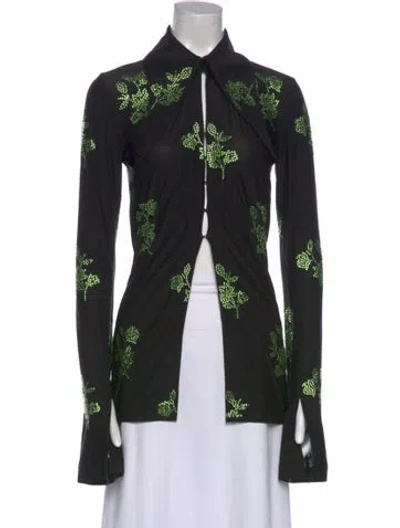 Pre-owned 16arlington Lace Pattern Long Sleeve Button-up Top In Multi