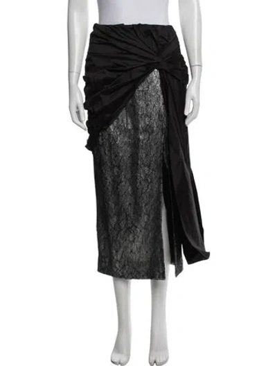 Pre-owned 16arlington Lace Pattern Midi Length Skirt In Black