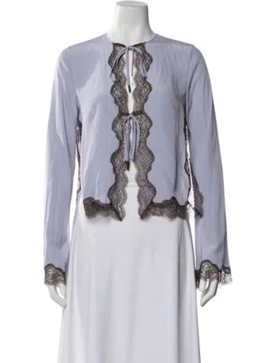 Pre-owned 16arlington Lace Pattern V-neck Top W/ Tags In Purple