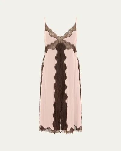 16arlington Laura Silk Midi Slip Dress In Pink