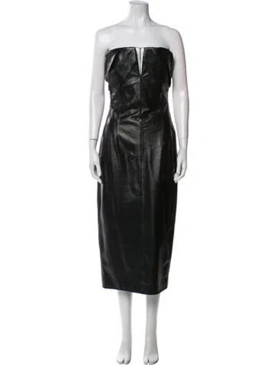 Pre-owned 16arlington Leather Midi Length Dress In Black