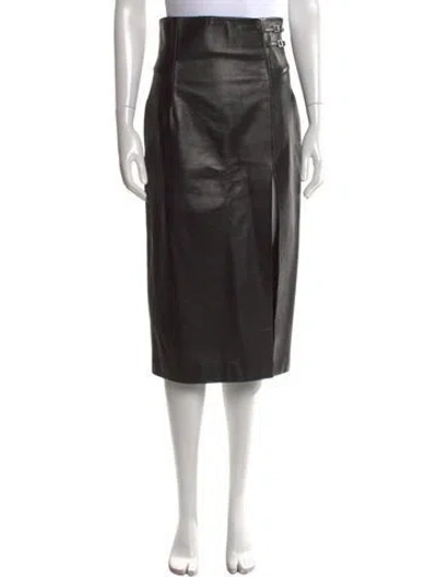 Pre-owned 16arlington Leather Midi Length Skirt In Black
