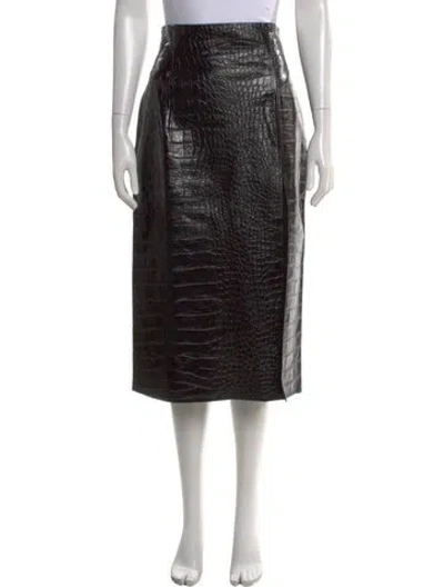 Pre-owned 16arlington Leather Midi Length Skirt In Black