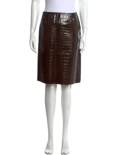 Pre-owned 16arlington Leather Midi Length Skirt W/ Tags In Brown