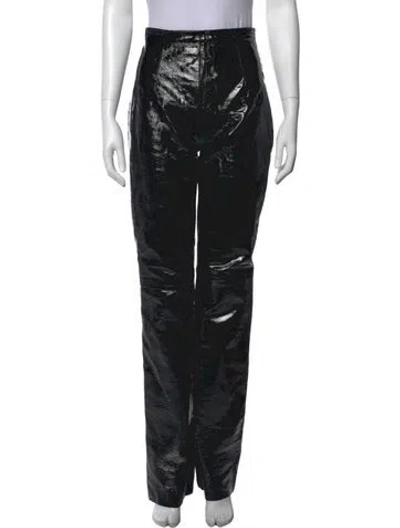 Pre-owned 16arlington Leather Straight Leg Pants In Black