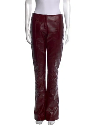 Pre-owned 16arlington Leather Straight Leg Pants In Burgundy