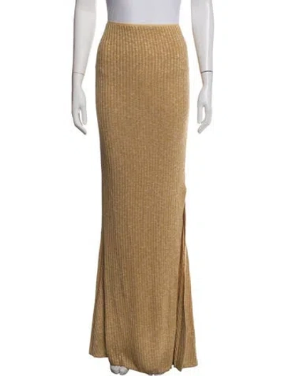 Pre-owned 16arlington Leather Trim Embellishment Long Skirt W/ Tags In Yellow