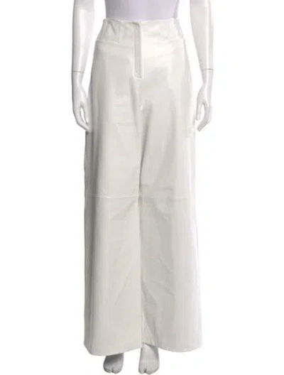 Pre-owned 16arlington Leather Wide Leg Pants In White