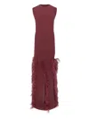 16arlington Lett Feather-trim Maxi Dress In Red