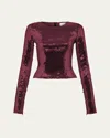 16arlington Loida Sequined Long-sleeve Top In Burgundy