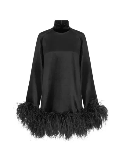16arlington Loire Feather-trim Mini Dress In Black
