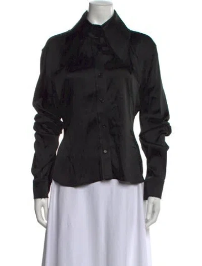 Pre-owned 16arlington Long Sleeve Button-up Top In Black
