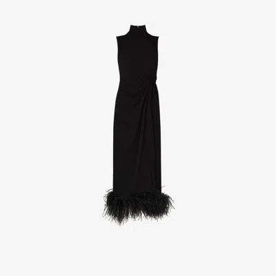16arlington Maika Feather Trim Dress In Black