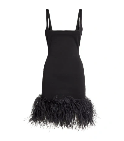 16arlington Marabou Feather-trim Mini Dress In Black