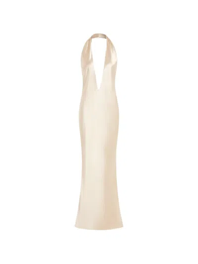 16arlington Maren Plunging Neck Dress In Neutral
