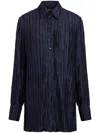 16arlington Marley Pleated Satin Shirt In Blue