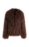 16arlington Maryam Oversized Mongolian Shearling Jacket In Brown