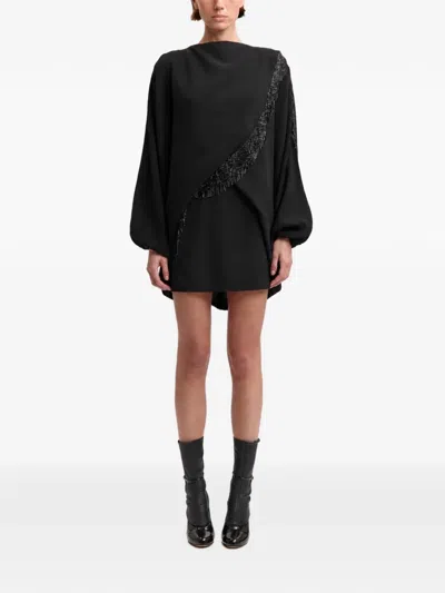 16arlington Melfa Bead-fringe Mini Dress In Black