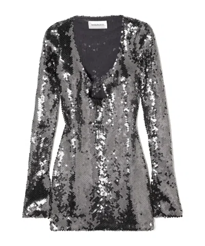 16arlington Miniskirt Made Of Sequined Chiffon In Gray