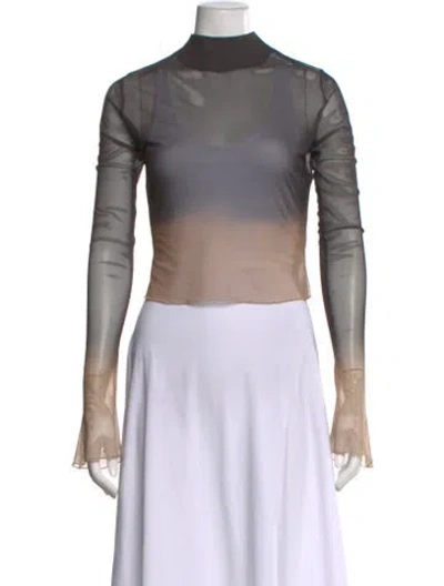 Pre-owned 16arlington Mock Neck Long Sleeve Top In Black