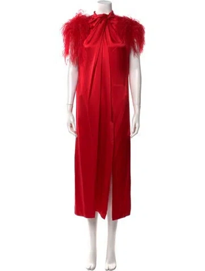 Pre-owned 16arlington Mock Neck Midi Length Dress In Red