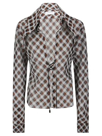 16arlington Multicolor Square Pattern Top In Brown
