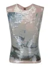 16arlington Nage Printed Sequined Tulle Top In Blue