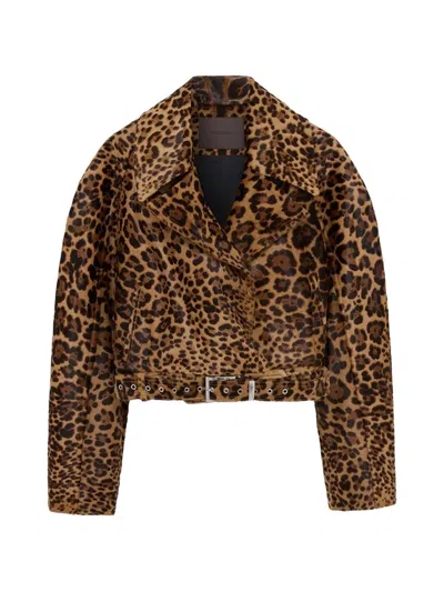 16arlington Nolan Leopard-print Jacket In Brown