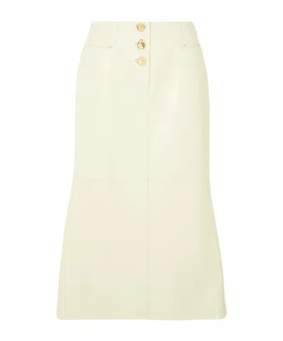 16arlington Noro Fluted Leather Midi Skirt In White